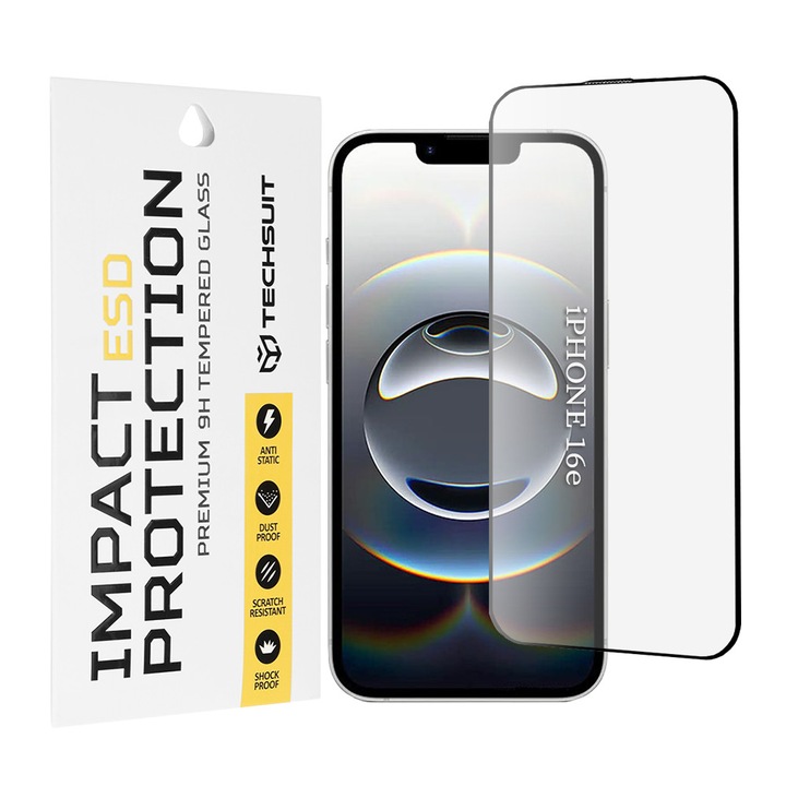 Folie Protectie Compatibila cu iPhone 16e / iPhone 17e, Tim, Black