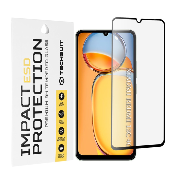 Folie Armour Shield pentru Xiaomi Redmi 13C 4G/Redmi 13C 5G/Poco C65, ESD Glass, G22, Shatterproof Crystal, Intense Dark
