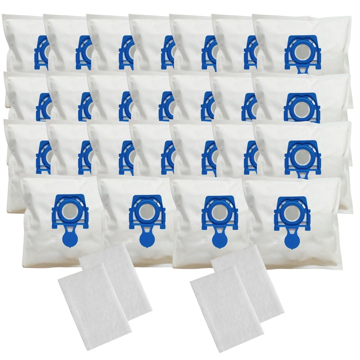 Set 24 saci sintetici pentru aspiratoare Profi&Home, ZMB02K, filtrare avansata, culoare alba