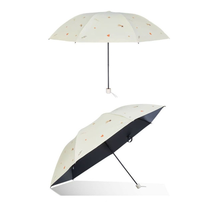 Чадър Мини сгъваем, дизайн звездно небе, водоустойчив, UV защита, 108см отворен, 23см затворен