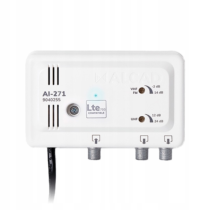 Alcad AI-271 erősítő, 40-696 MHz, 2 kimenet, 24 dB, IP30 védelem