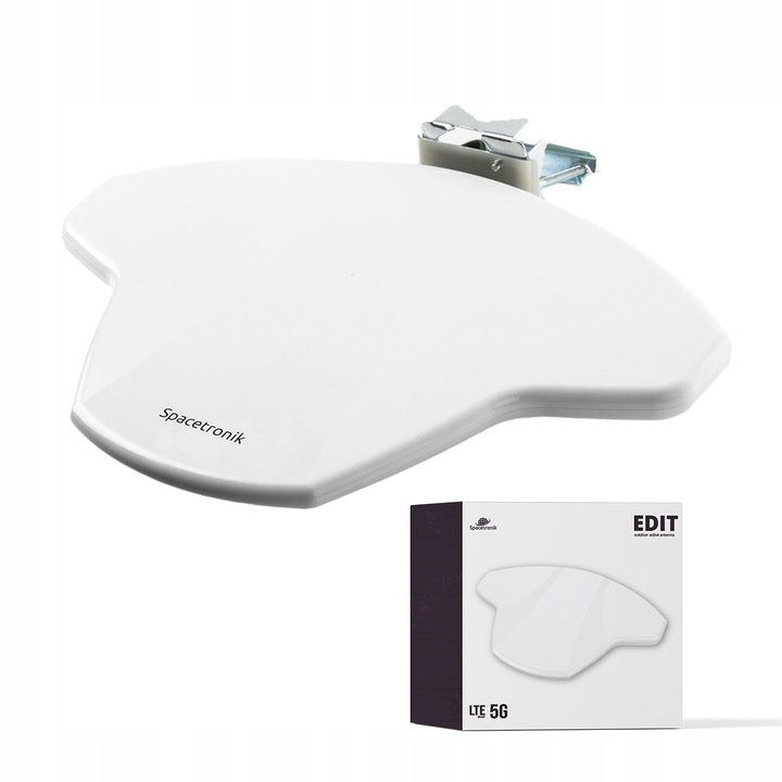 Antena externa Spacetronik EDIT, activa cu amplificator, alb, 60mm