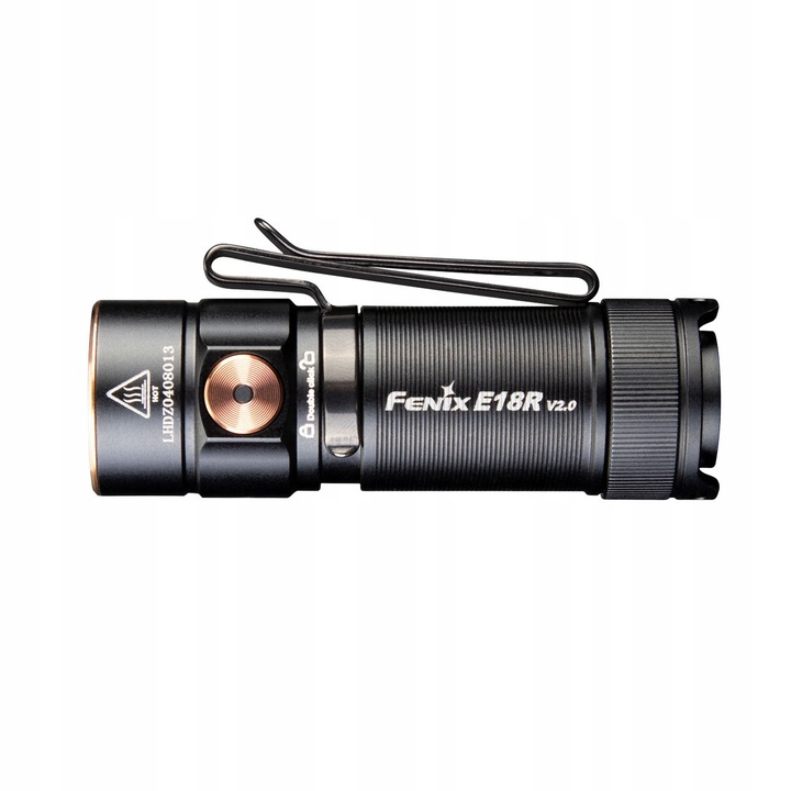 Фенерче Fenix E18R V2.0, 1200 лумена, USB-C, черно, 67 мм, комплект с батерия и кабел