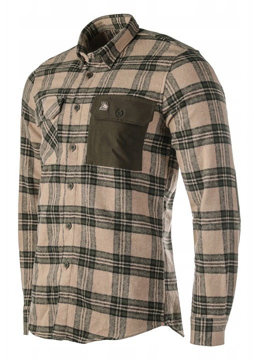 Camasa barbati, Tagart, Alaska flanel, bej cu carouri verzi, Bej