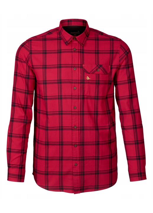 Férfi ing, Seeland Highseat, piros flanel betéttel, mellzsebbel, állítható mandzsettával, 2XL INTL