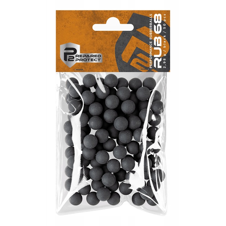 Munitie sportiva Umarex P2P RUB, cal. .68, set 50 bucati, guma, pentru antrenament si autoaparare