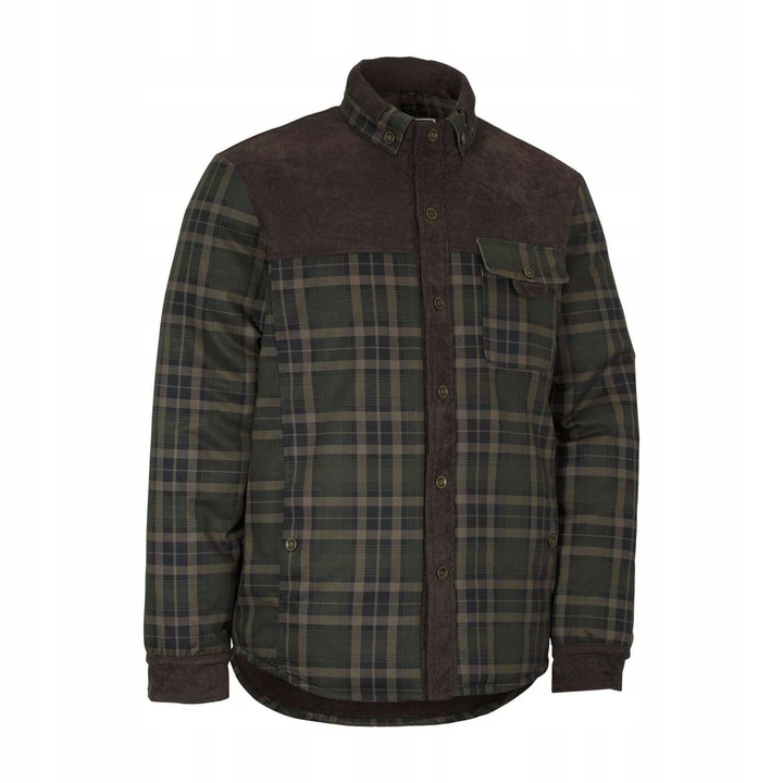 Camasa barbati SwedTeam Crest Pile, bumbac gros, captuseala din blana, verde, 3XL INTL