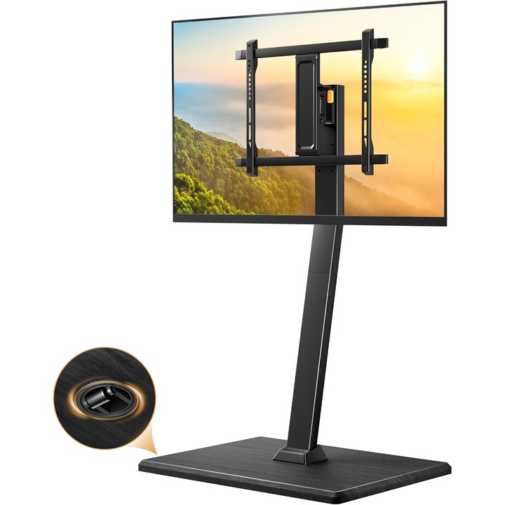ТВ стойка, стойка с колелца за телевизор 30-70 инча, регулируема височина, товароносимост 40 кг, регулируем ъгъл на наклон, VESA 400 x 400 мм, мобилна, черна