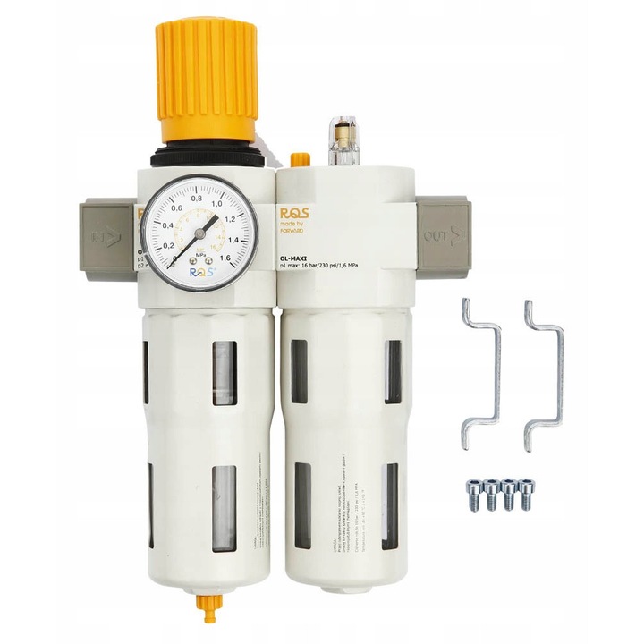 Regulator de presiune cu dehidrator si lubrifiant, Rectus MAXI 1", 1-16 bar, 8000 l/min