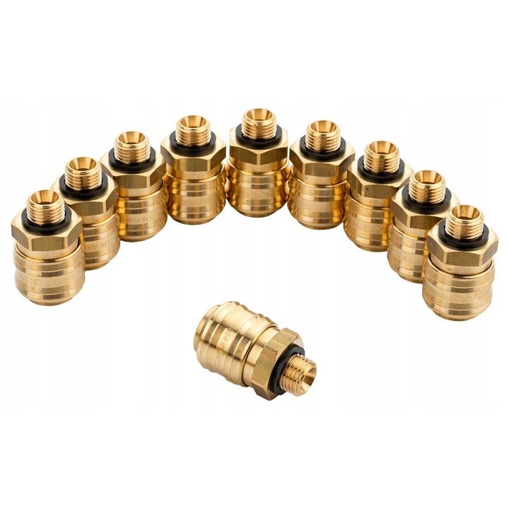 Set 10 conectori rapizi cu filet exterior, RQS, 1/4", din alama