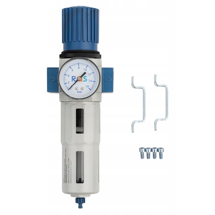 Regulator de presiune aer cu filtru si deshidrator, RQS, 1/2", manometru, 0-16 bar, 3000 l/min
