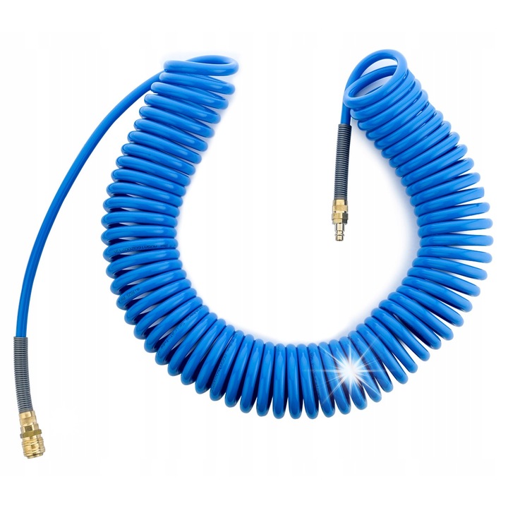 Пневматичен маркуч Rectus спирален, 12x8 мм, 15 м, полиуретан, износоустойчив, син