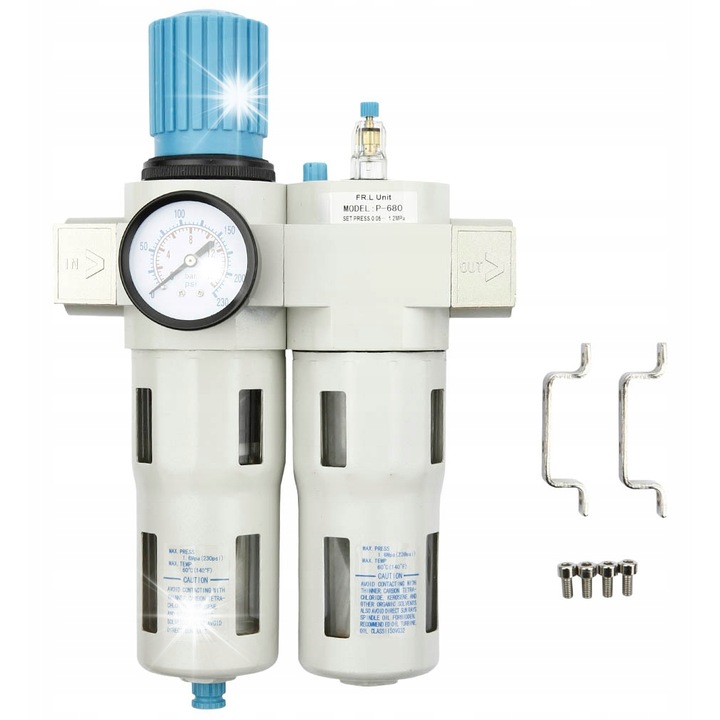 REDATS levegő előkészítő blokk, P-680, 3/4", 0,5-12 bar, 3600 l/perc, szűrővel és vízleválasztóval