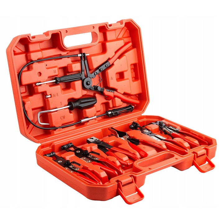 Csőfogó készlet, 9 darabos, Redats, üzemanyagcsövekhez és hűtőtömlőkhöz, gumi markolattal, tokban