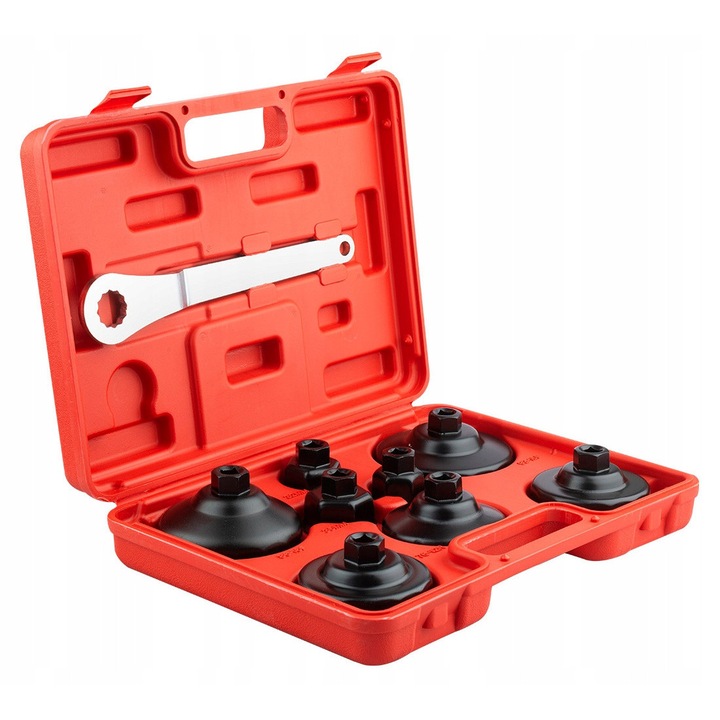 Set 9 chei pentru filtre de ulei, Redats, 27x6mm, 32x6mm, 36x6mm, 75,6x14mm, 76x12mm, 76x14mm, 86x16mm, 93x15mm