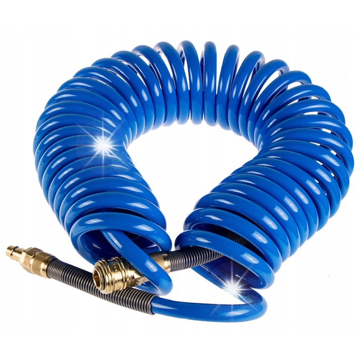 Пневматичен спирален маркуч, Rectus, полиуретан, дължина 9 м, налягане 12 бара, син