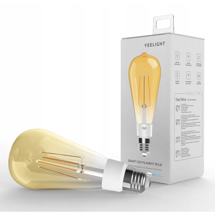 LED крушка Yeelight YLDP23YL E27, 6W, 500 lm, топлобяла, с димер, Wi-Fi
