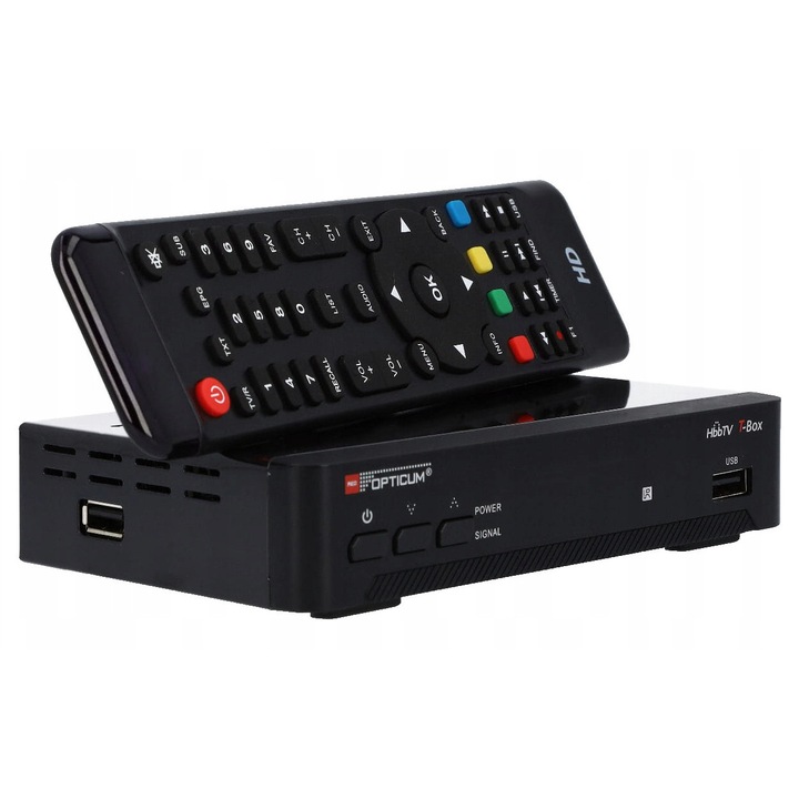 DVB-T2 тунер, Opticum, HEVC, 1000 канала, HDMI, 140x70x21 мм