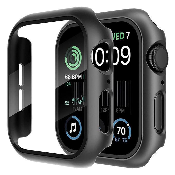 Husă protecție smartwatch Techsuit, pentru Apple Watch 4/5/6/SE 40mm, negru, din policarbonat, cu protecție ecran