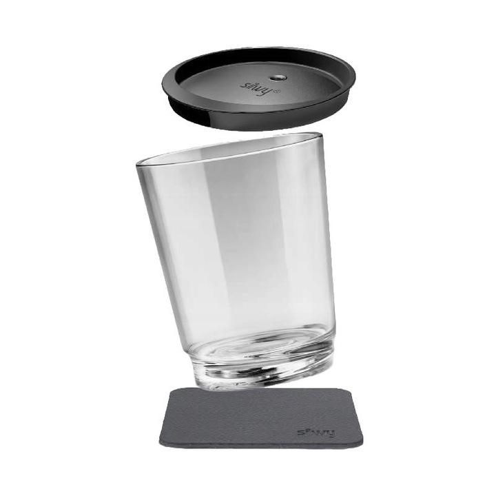 Магнитна пластмасова чаша с капак и стойка, Silwy, 250 мл