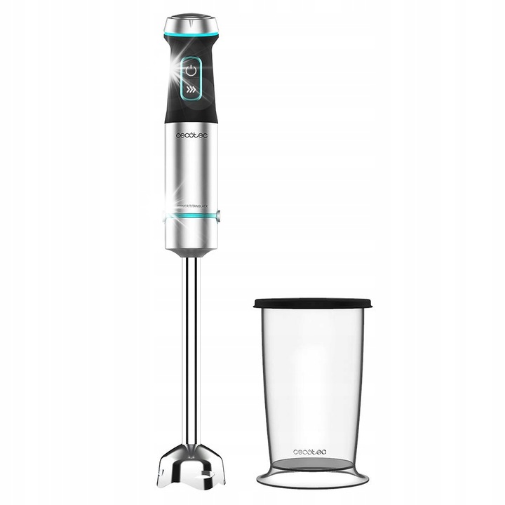 Ръчен пасатор Cecotec Power TitanBlack 1200 XL, 1200 W, 800 мл, черен цвят и неръждаема стомана, технология CrossBlades