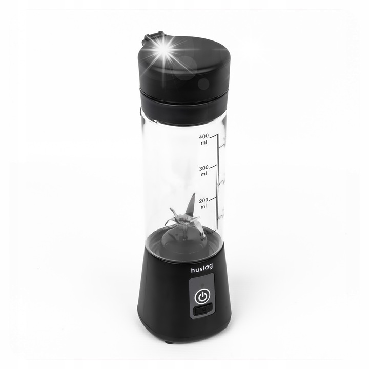 Преносим блендер HUSLOG TO GO 180W, 6 остриета, 470 мл, черен