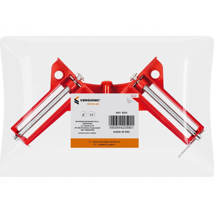 Clema de tamplarie Vergionic 8", rosie, 7,5cm, ABS, compacta