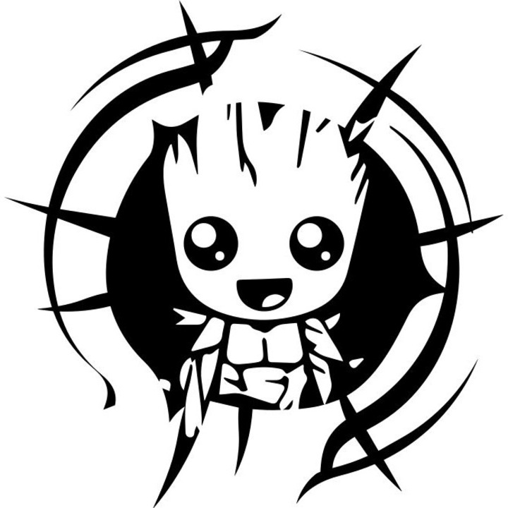 Sticker decorativ auto, geam/perete, Groot, 20x20 cm, negru