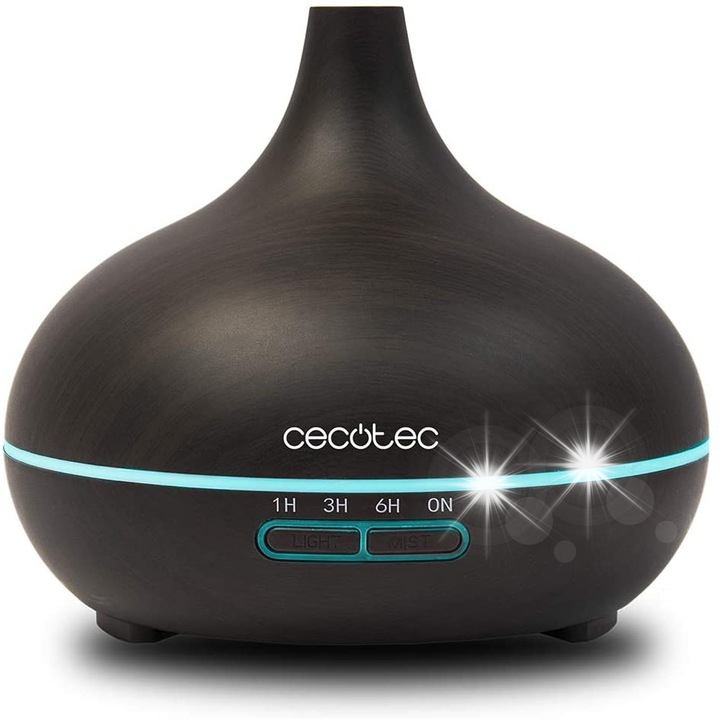 Cecotec Pure Aroma 300 овлажнител, ароматерапия, нощна лампа, черен, 0.3 л