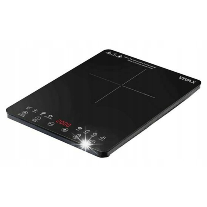 Преносим електрически индукционен котлон Vivax HPI-2001TP, 2000W, черен, 280x360x46мм