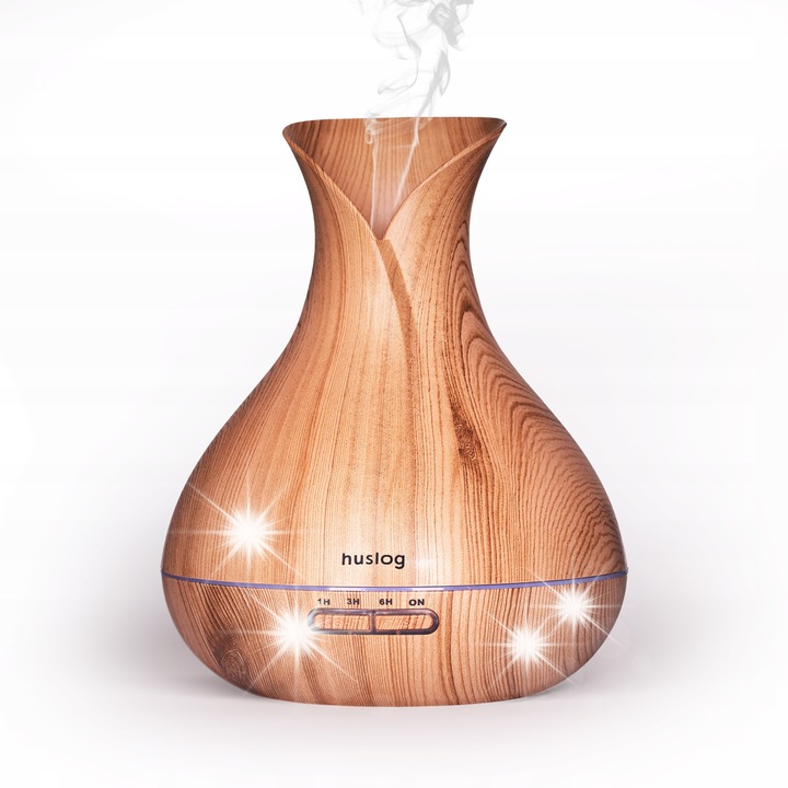Овлажнител, Huslog, дифузер за ароматерапия, 280 мл, RGB осветление