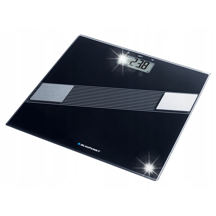 Blaupunkt BSM411 телесен кантар, измерване на тъкани, 150 кг, 30.2x30.2x2 см, черен