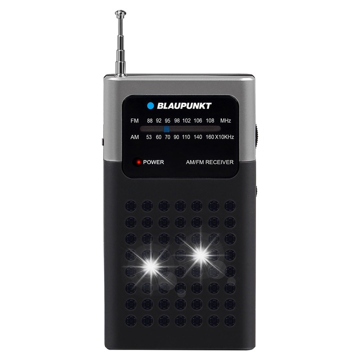 Hordozható rádió Blaupunkt PR4, analóg AM/FM, 0,3 W, 60x109x24mm, fekete