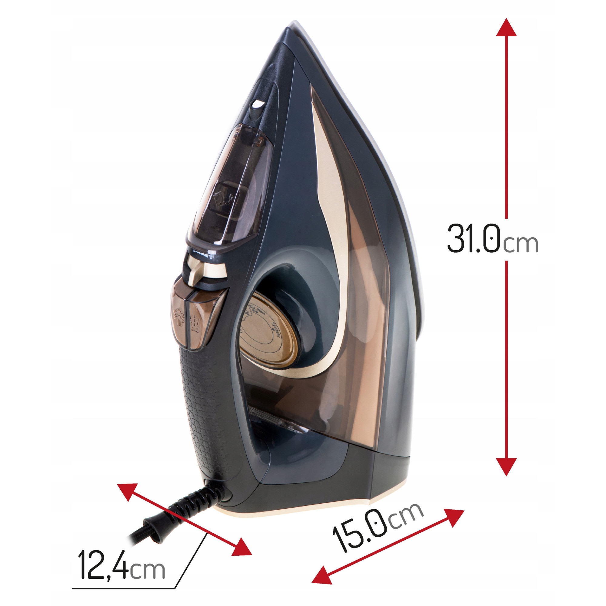 Fier de calcat Camry CR5036, 3400W, sistem anti-calcar, capacitate rezervor 0,36l, negru-maro, 1,5m