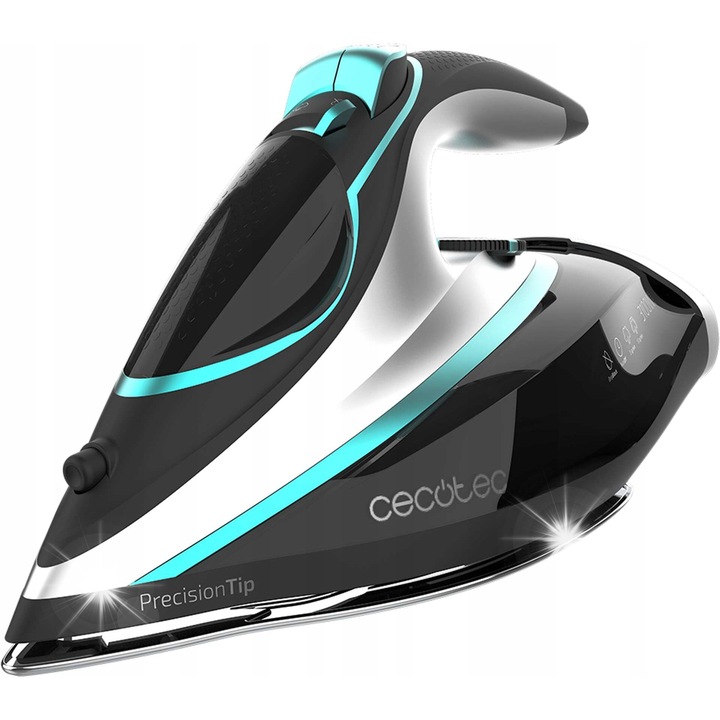 Безжична ютия Cecotec IronHero 3100, 3100W, непрекъсната пара 35 г/мин, допълнителна пара 190 г/мин, черно-синьо-сребристо, 500 мл