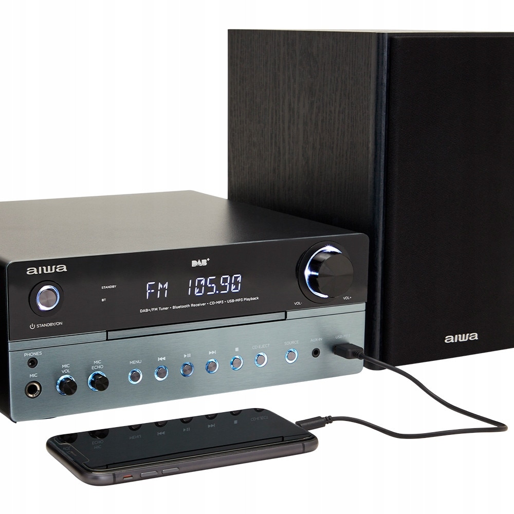 Sistem audio Aiwa, Bluetooth, 50W RMS, tuner DAB+/FM, alb