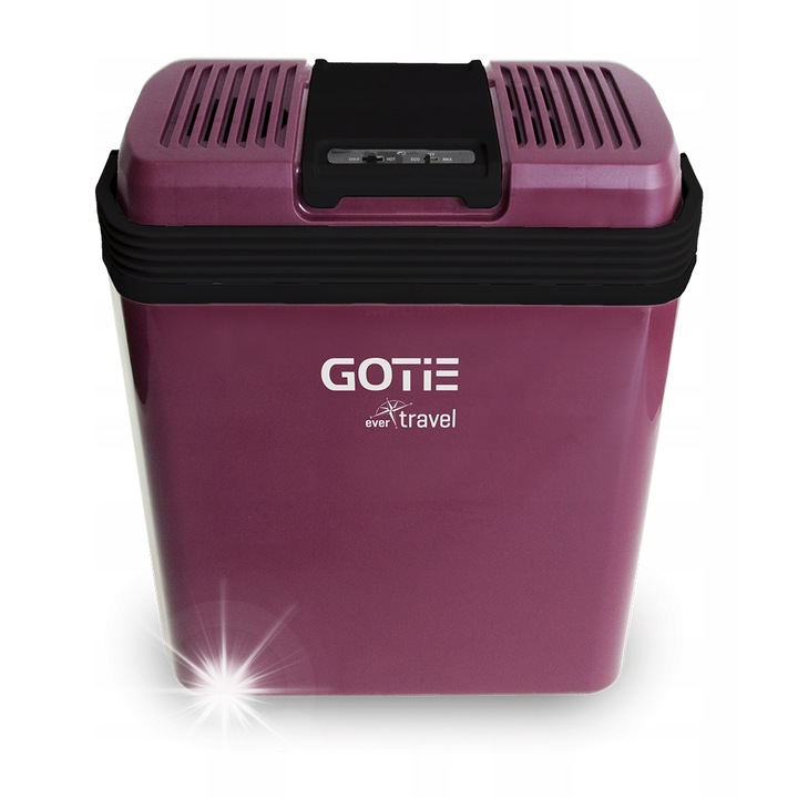 Преносим електрически хладилник Gotie GLT-240B, 24L, лилав, 52W, функции за охлаждане и отопление, размери 40x43x24cm