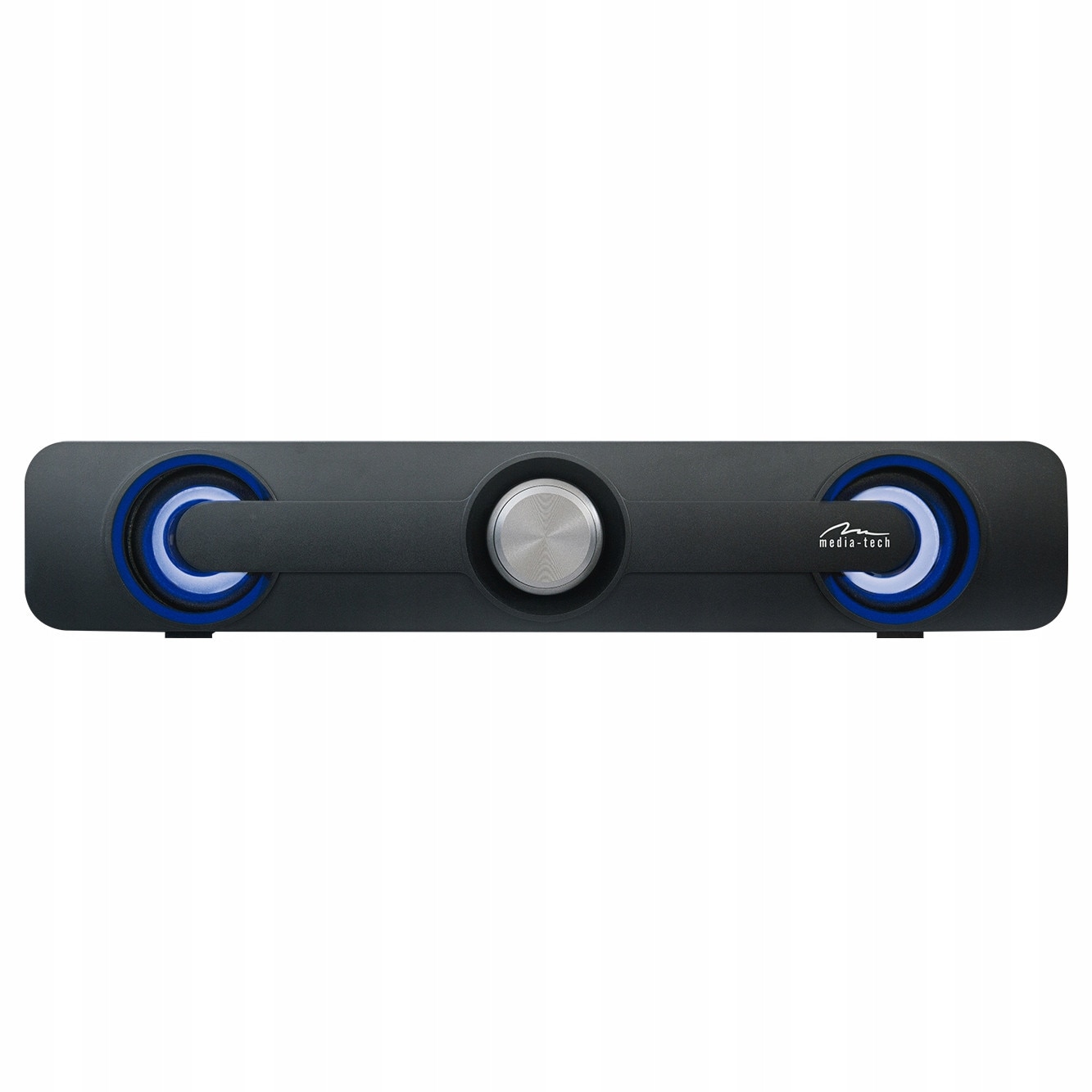 Soundbar Media-Tech MT3173, stereo 2.0, 5W RMS, alimentare USB 5V, intrare jack 3,5 mm, iluminare albastra, negru, 320x60x65 mm