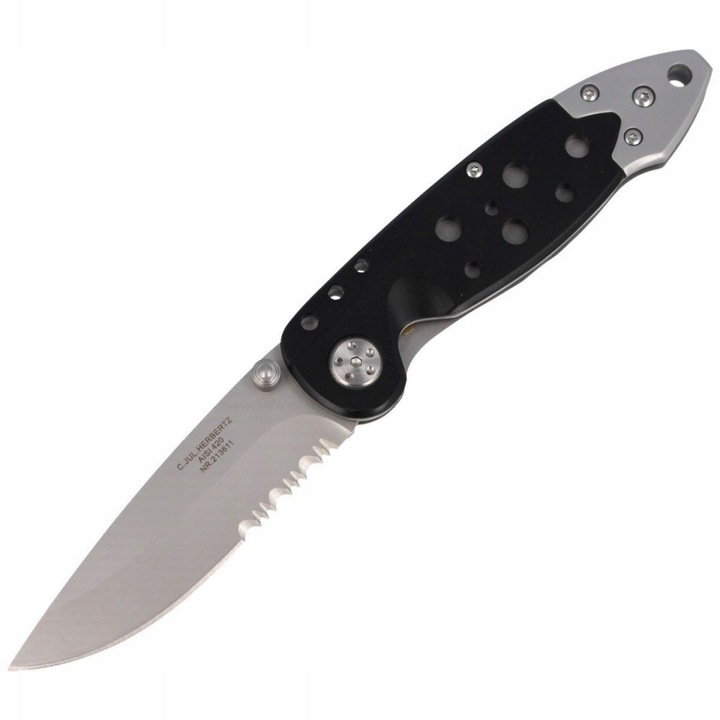 Cutit pliabil, Herbertz Solingen Drop Point 82mm, inox, greutate 115g, lungime totala 195mm