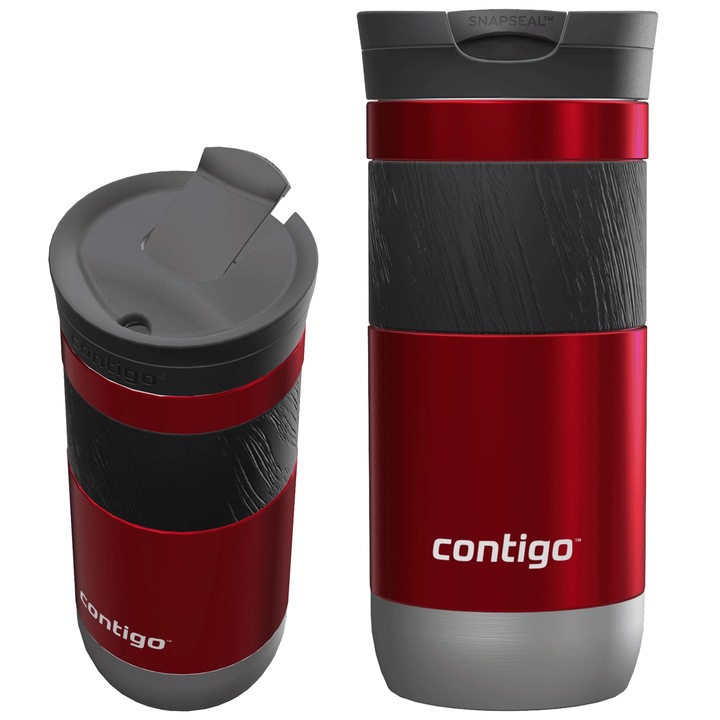 Cana termos Contigo Byron 2.0, 470 ml, rosie, izolatie termica, sistem SnapSeal