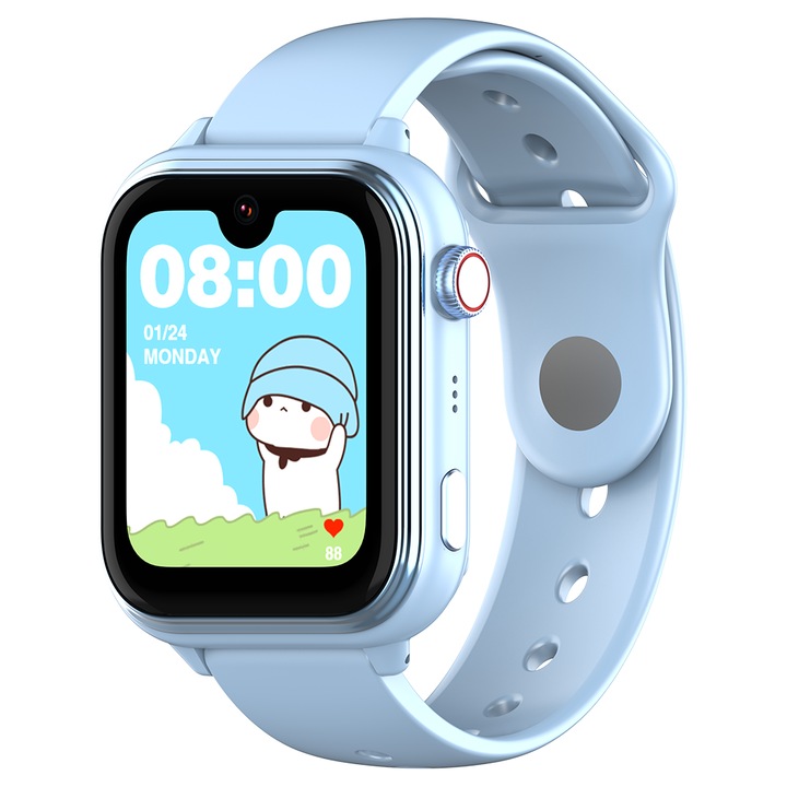 Ceas Smartwatch Pentru Copii Wonlex KT37, Albastru, cu localizare GPS, apelare video, rezistent la apa si monitorizare spion