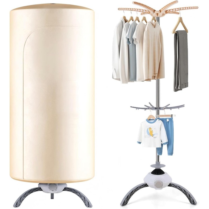 Uscator rufe TodyJeyHo, portabil, 900W, capacitate mare, bej