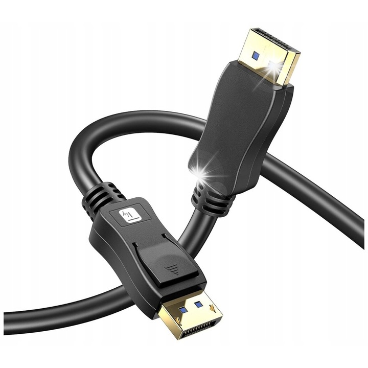 Кабел DisplayPort Techly 2.1, 4K@120Hz, 1 м, черен