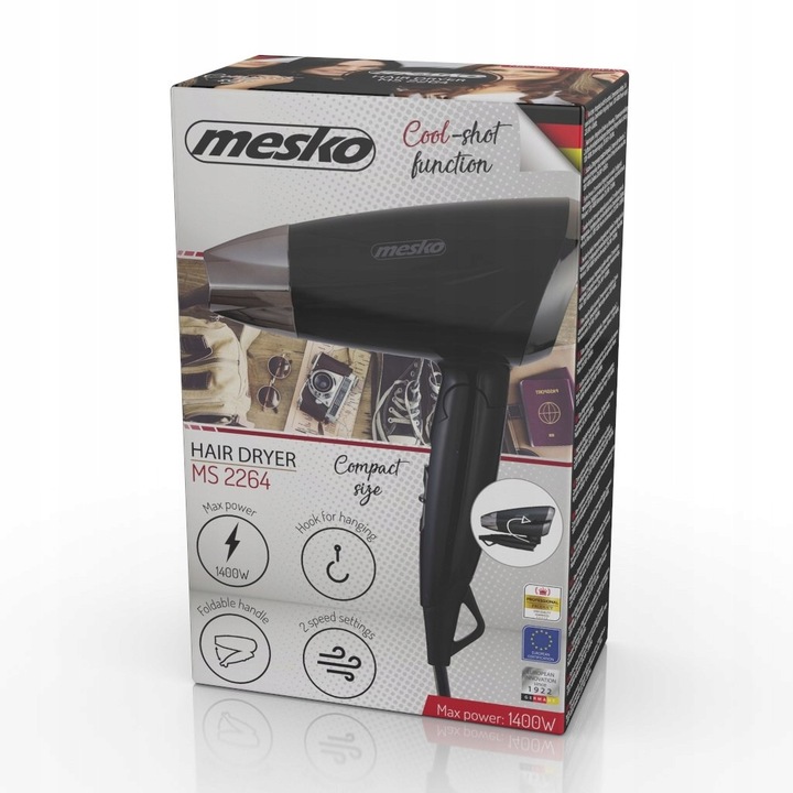 Uscator de par Mesko MS 2264 pliabil negru 18,7x23x7,8cm 1400W