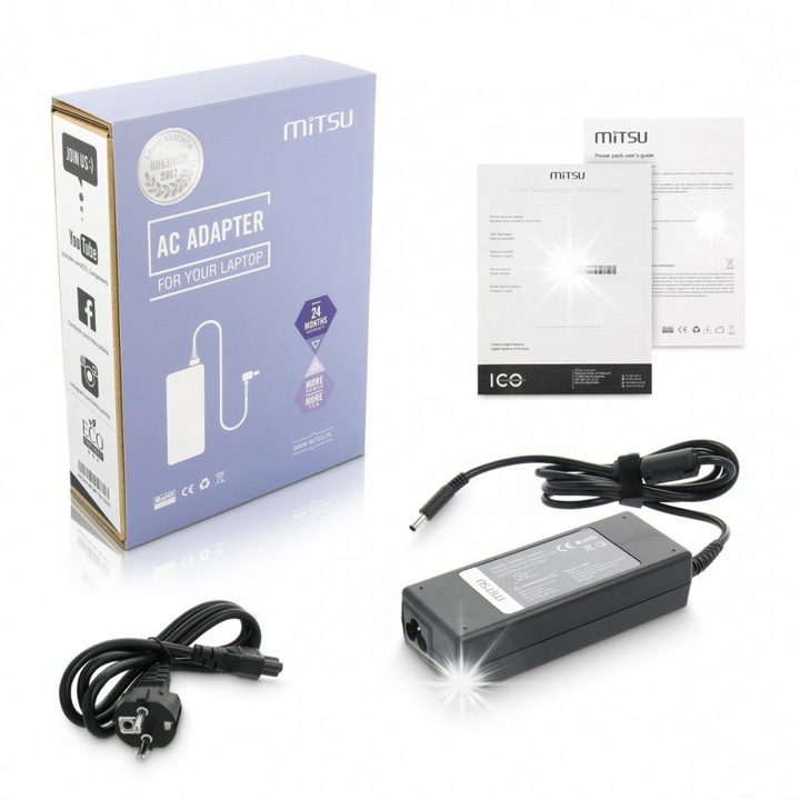 Mitsu 19.5V 4.62A 90W-os laptop töltő Dellhez, túlfeszültség- és túlterhelésvédelemmel