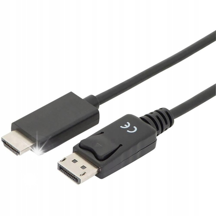Адаптерен кабел DisplayPort 1.2, Digitus, 4K 60Hz, 2 м, черен