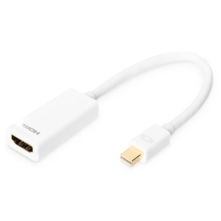 Адаптер Digitus mini DisplayPort към HDMI, 0.15 м, бял