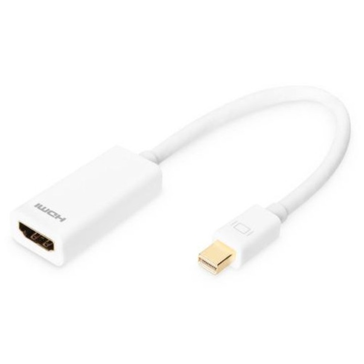 Адаптер Digitus mini DisplayPort към HDMI, 0.15 м, бял