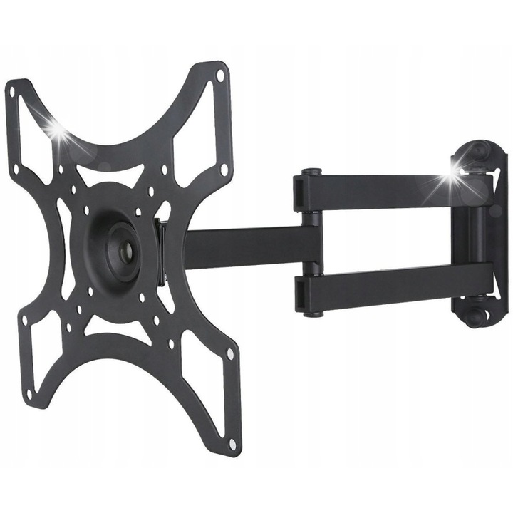 Телевизионна стойка Techly 19"-37", 25 кг, въртяща се, черна, размери 382x200x200 мм