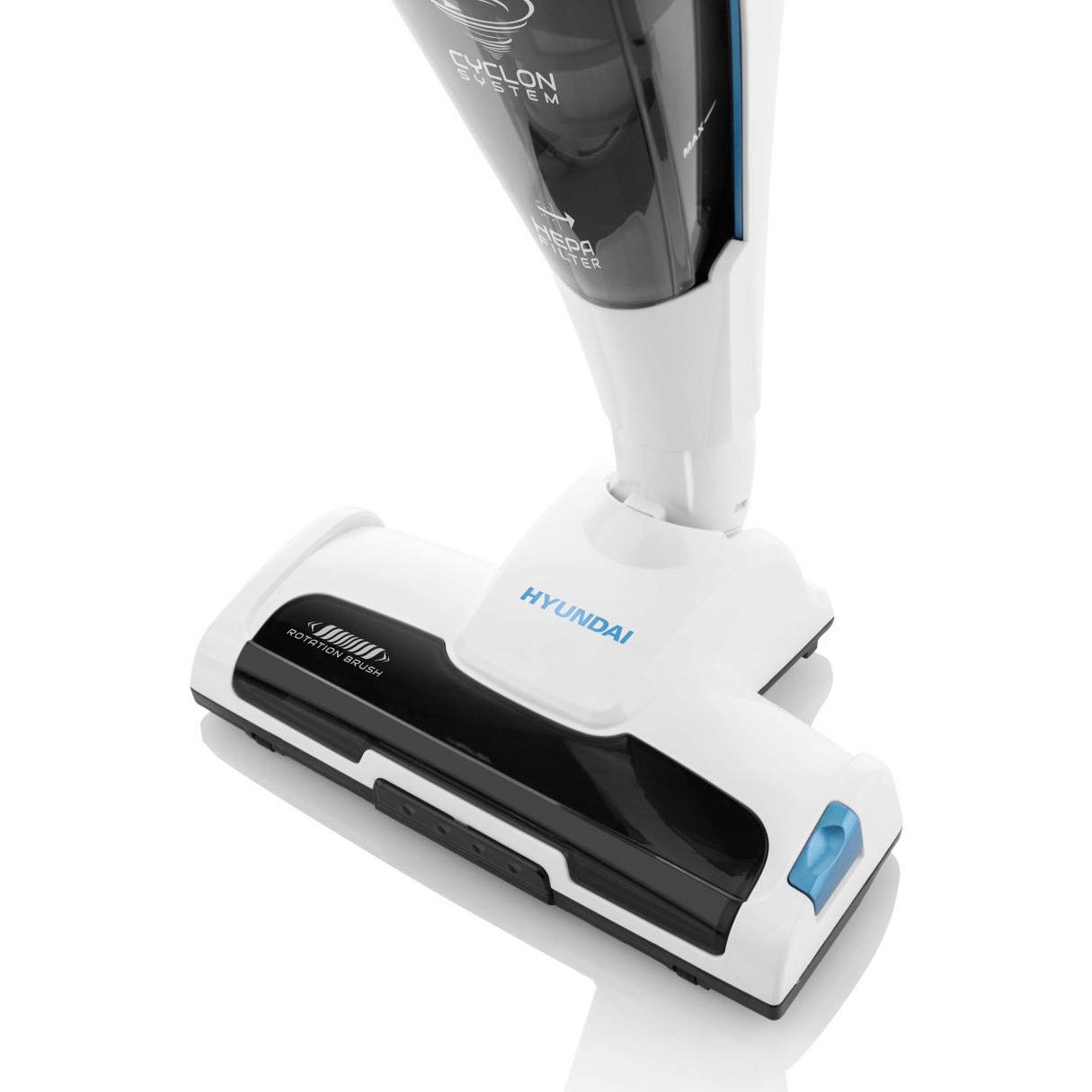 Aspirator fara fir Hyundai VC914 2 in 1, alb/bleu, 119,5x26x23cm, filtru HEPA